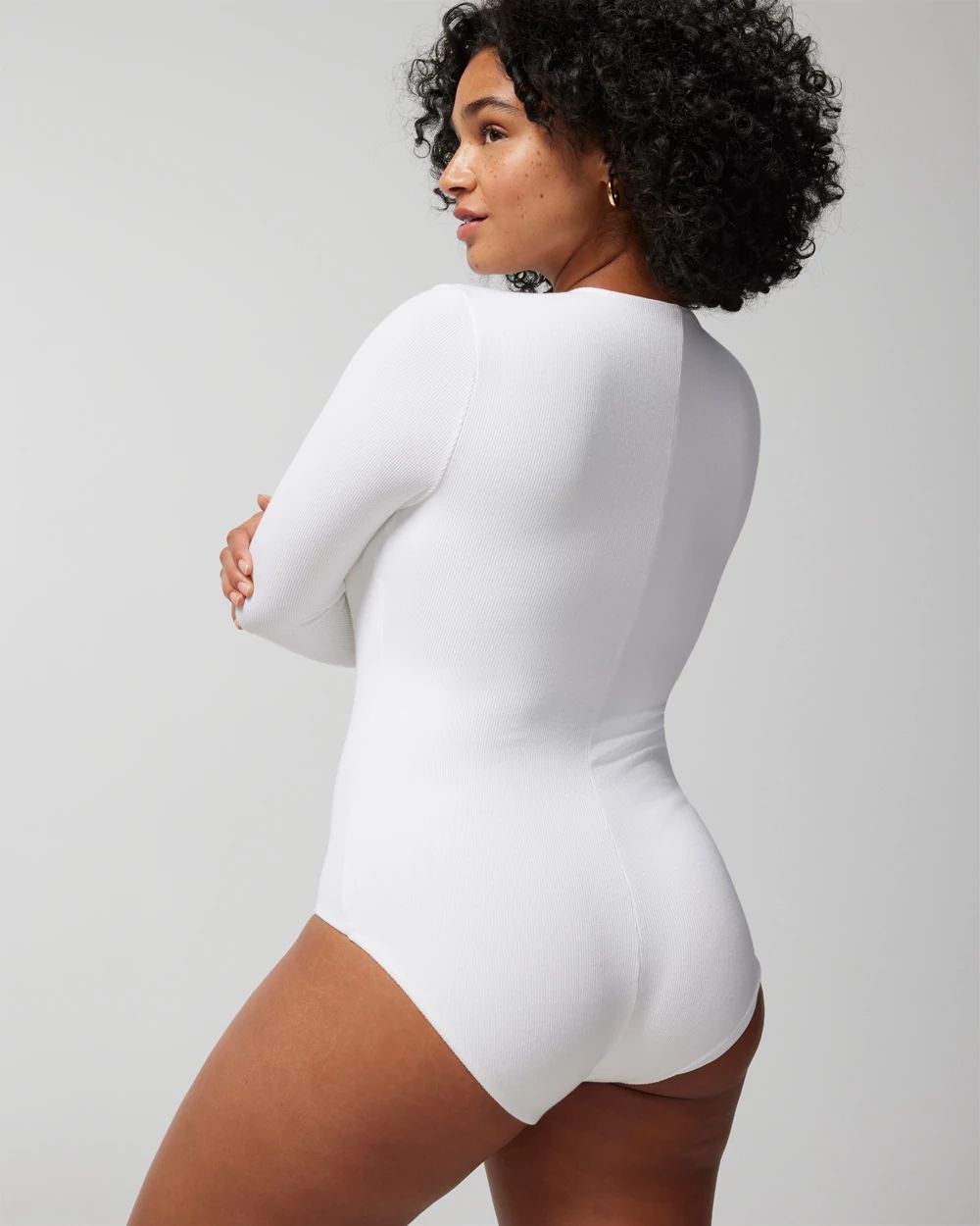 Long-Sleeve V-Neck Bra Bodysuit