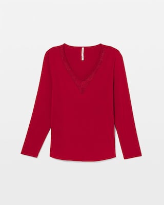 Lace Long Sleeve Pajama Top click to view larger image.