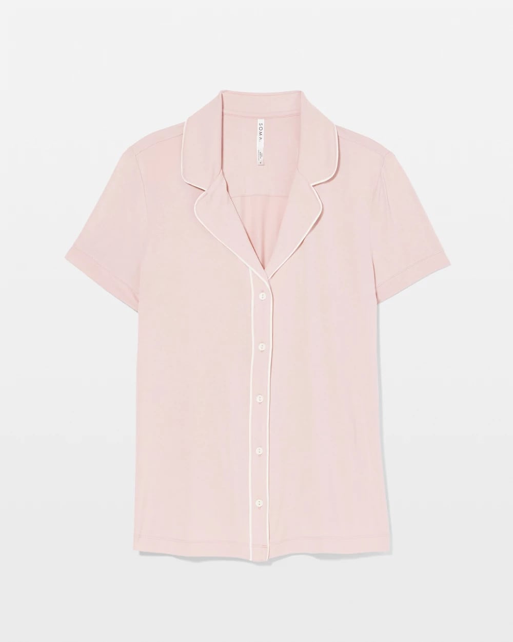 Solid Short Sleeve Notch Collar Pajama Top