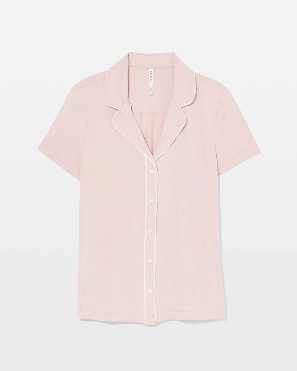 Solid Short Sleeve Notch Collar Pajama Top click to view larger image.