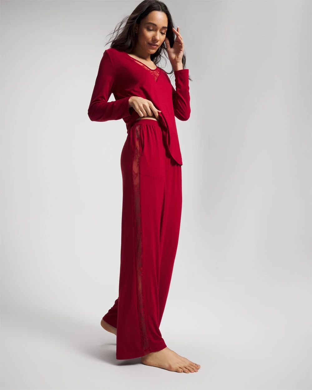 Cool Nights Lace Relaxed Wide Leg Pajama Pant