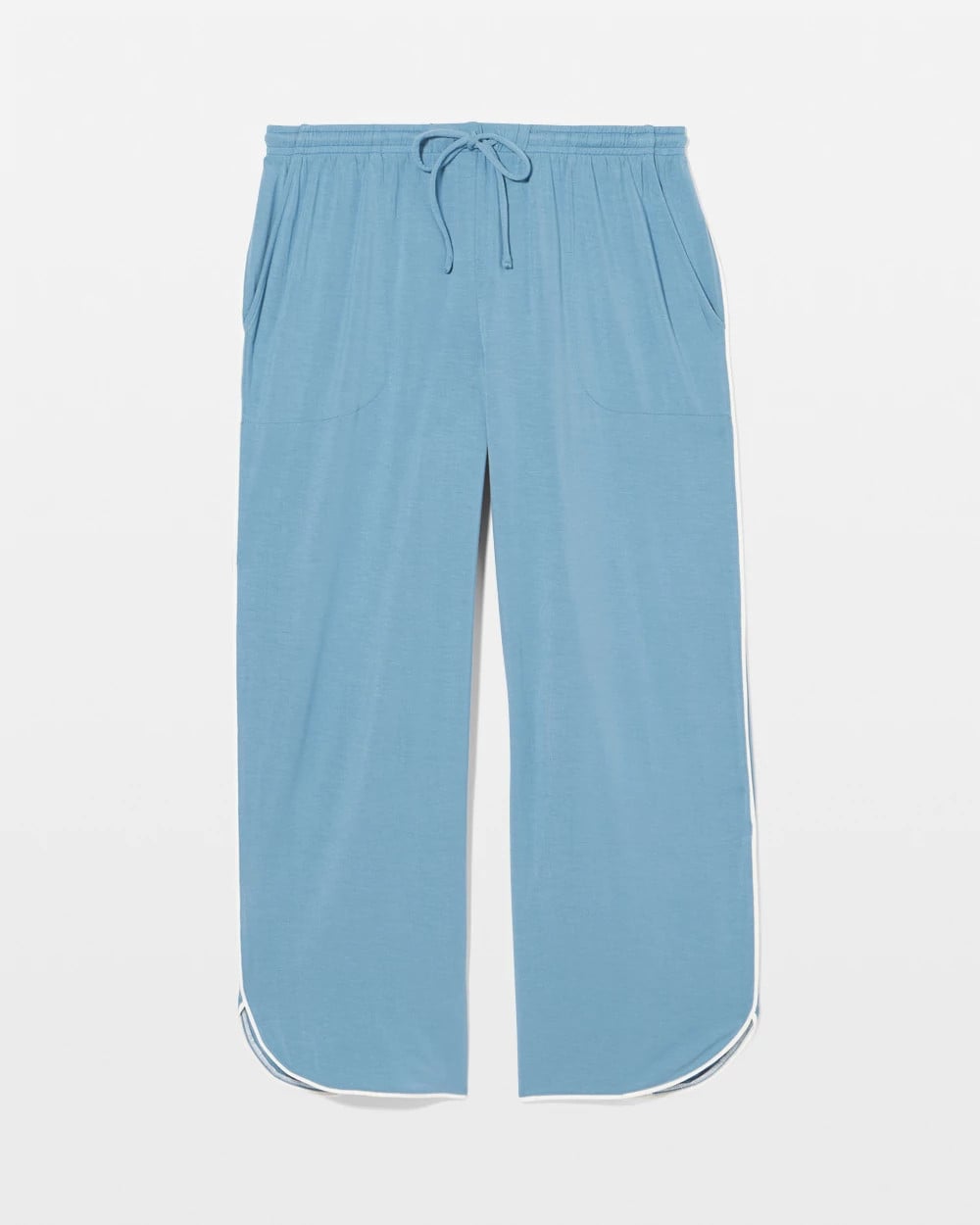 Solid Piped Crop Pajama Pant