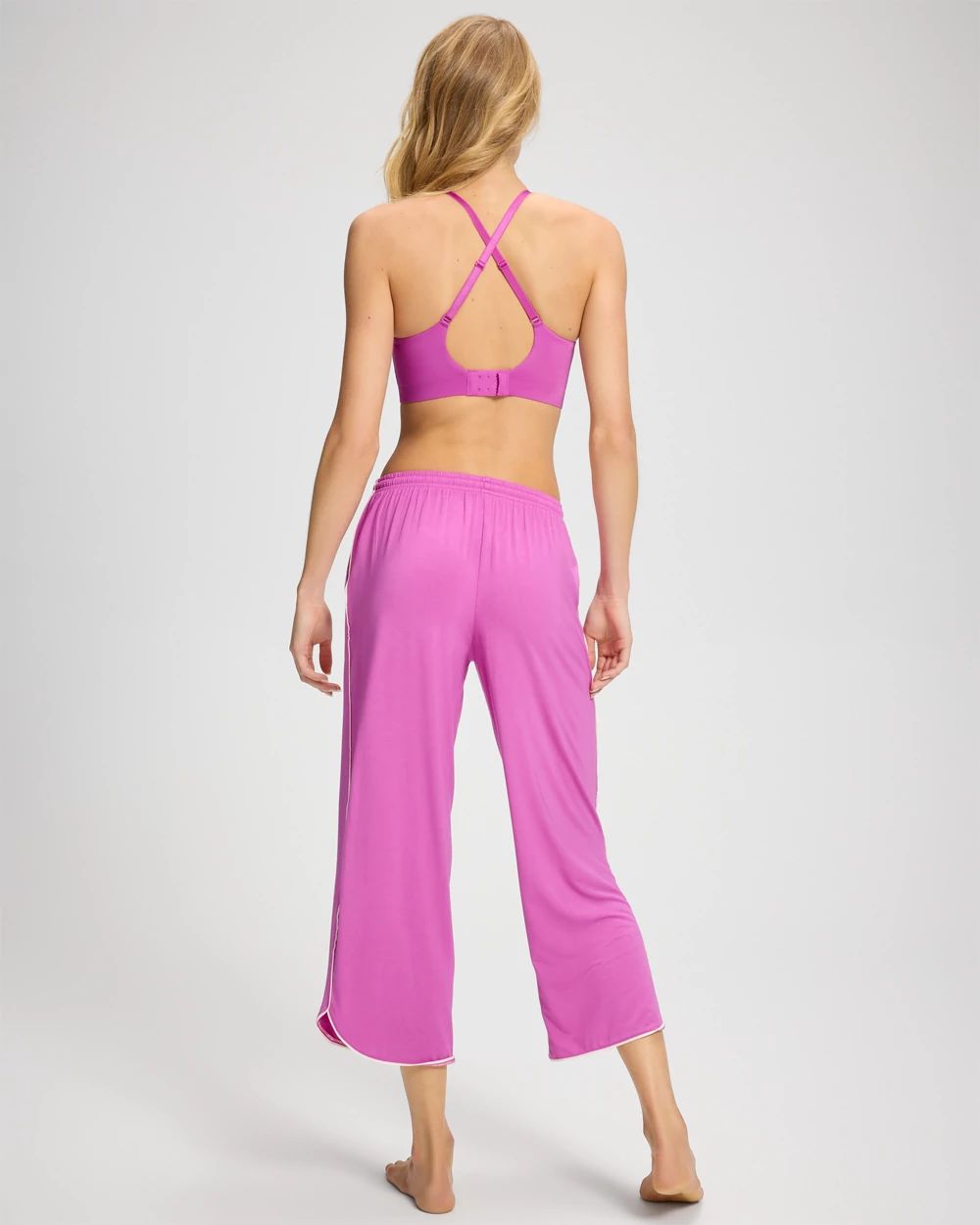 Cool Nights Solid Piped Crop Pajama Pant