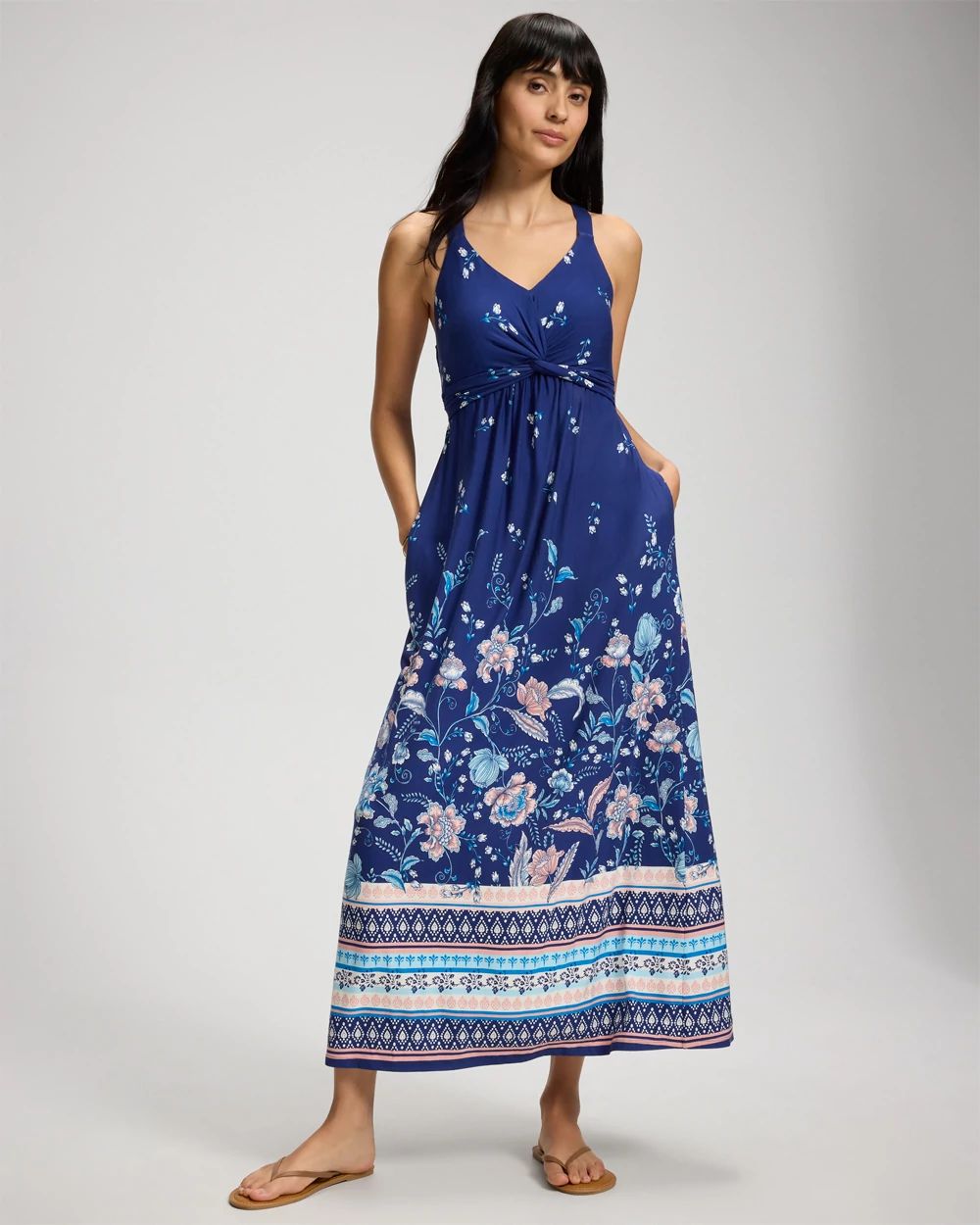 Soft Jersey Twist-Front Maxi Bra Dress