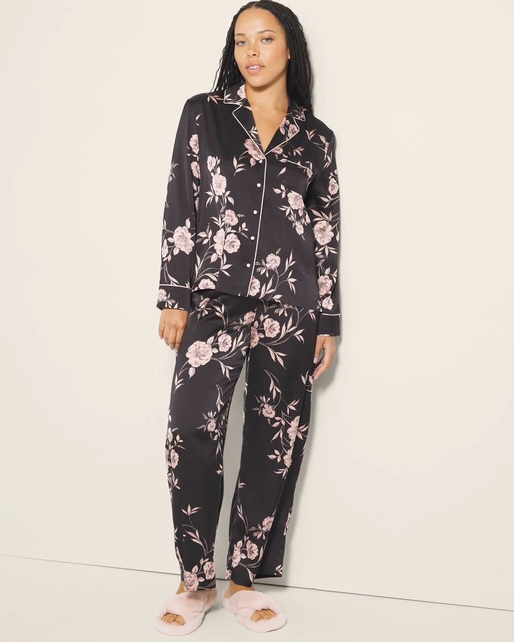 Long-Sleeve Notch Collar Pajama Top click to view larger image.