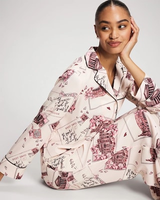 Long Sleeve Notch Collar Pajama Top click to view larger image.