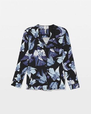 Piped Long-Sleeve Notch Pajama Top click to view larger image.