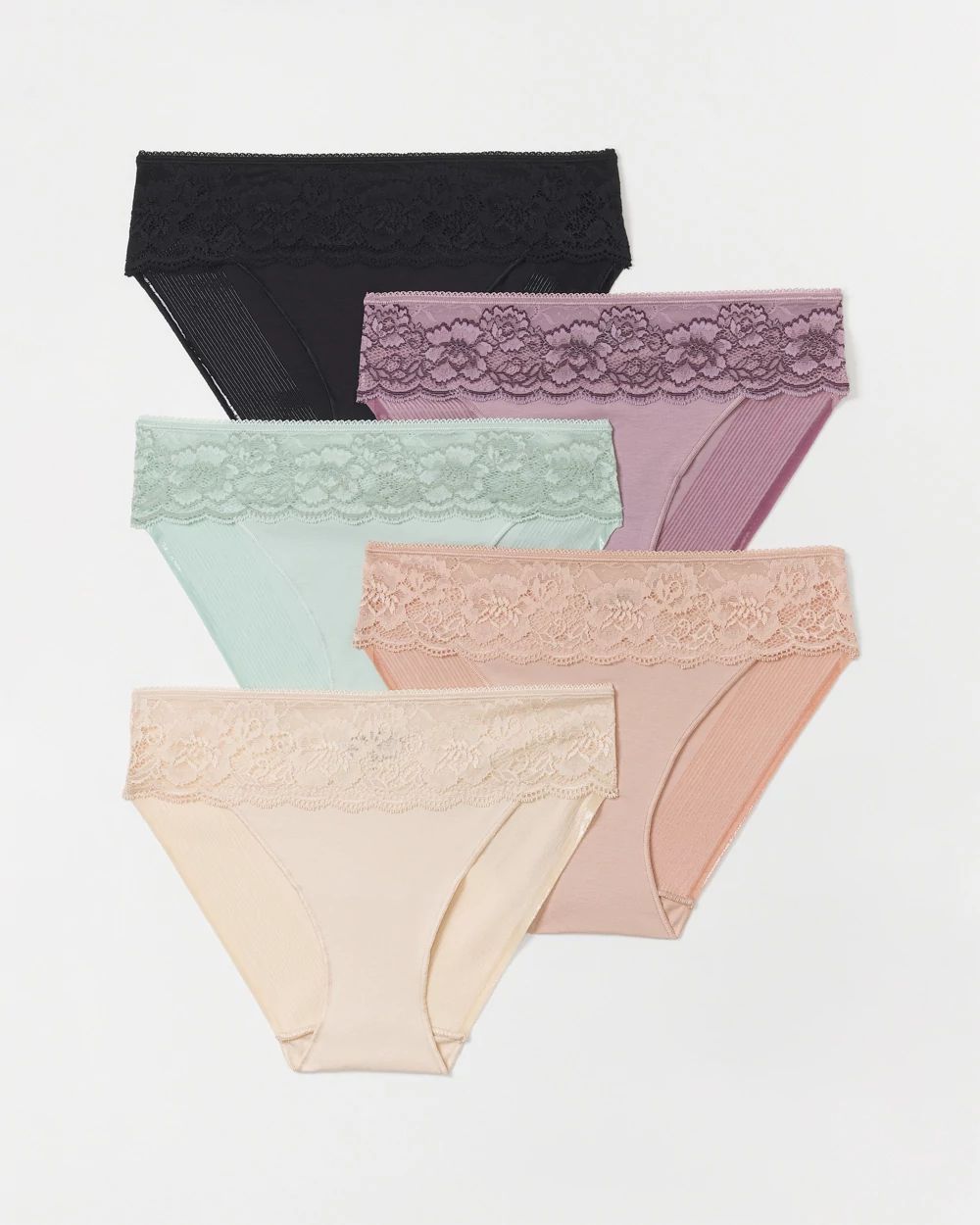 Vanishing Edge Cotton Blend Hipster Panty with Lace 5 Pack