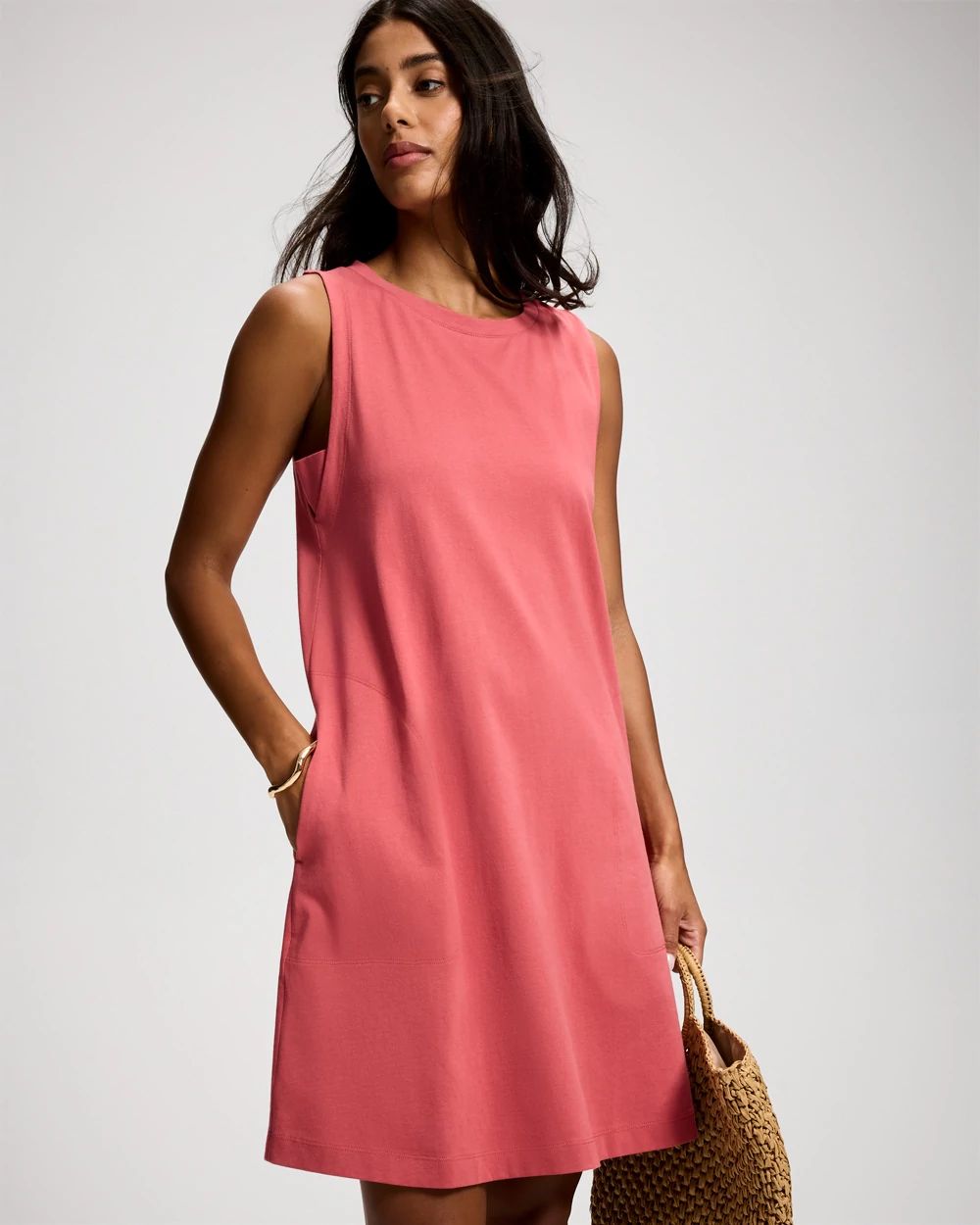 Cotton Sleeveless Tee Dress click to view larger image.