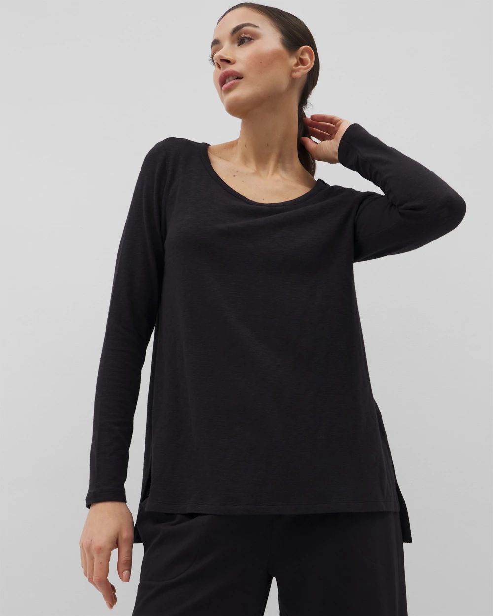 Cotton Slub Long-Sleeve Top