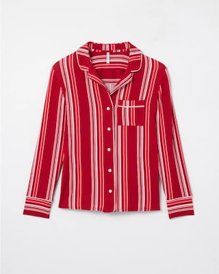 Long-Sleeve Notch Collar Pajama Top click to view larger image.