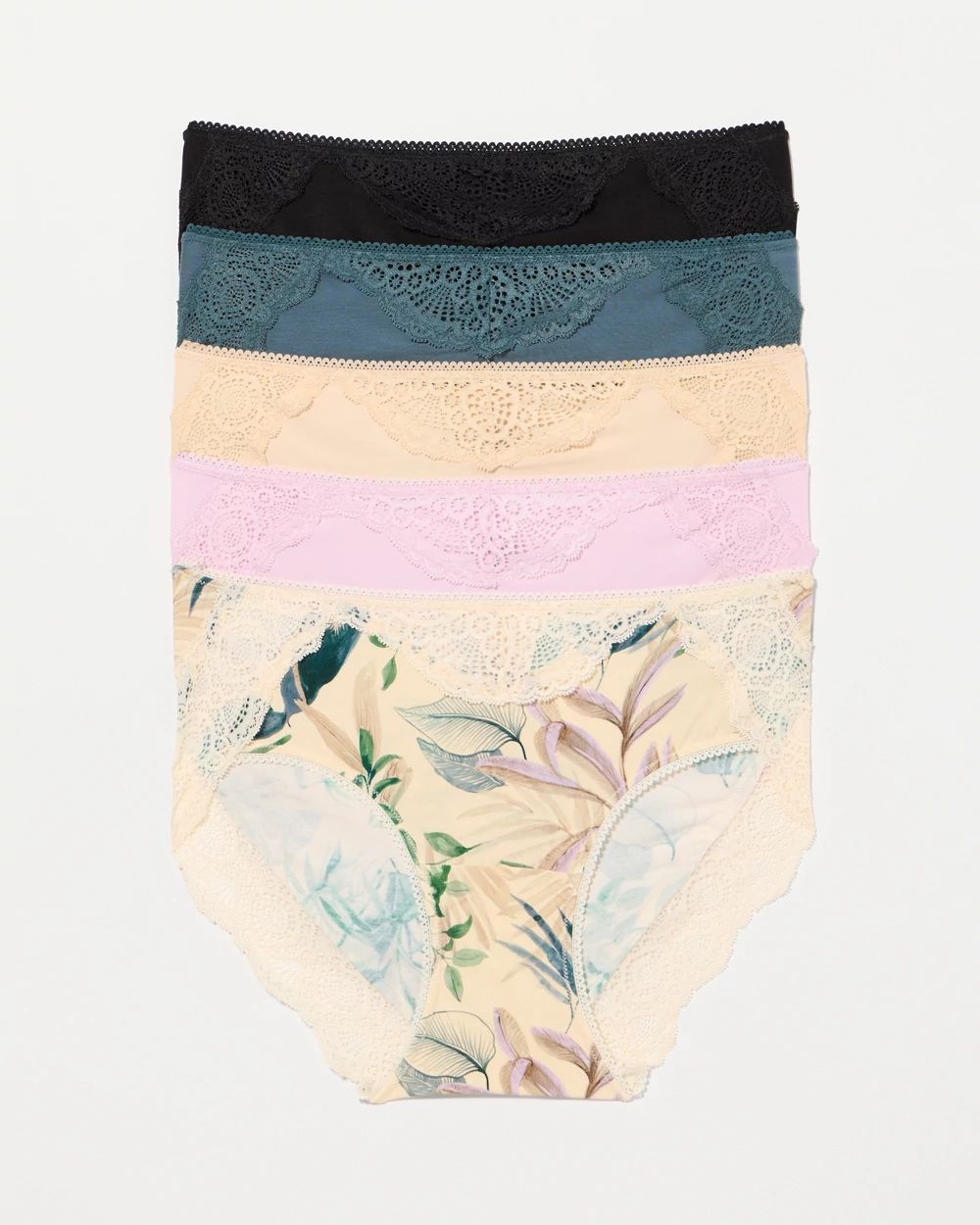 Embraceable Hipster Panty with Crochet Lace Waist 5 Pack