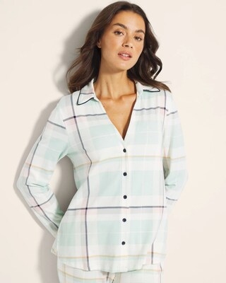 Long-Sleeve Notch Collar Pajama Top