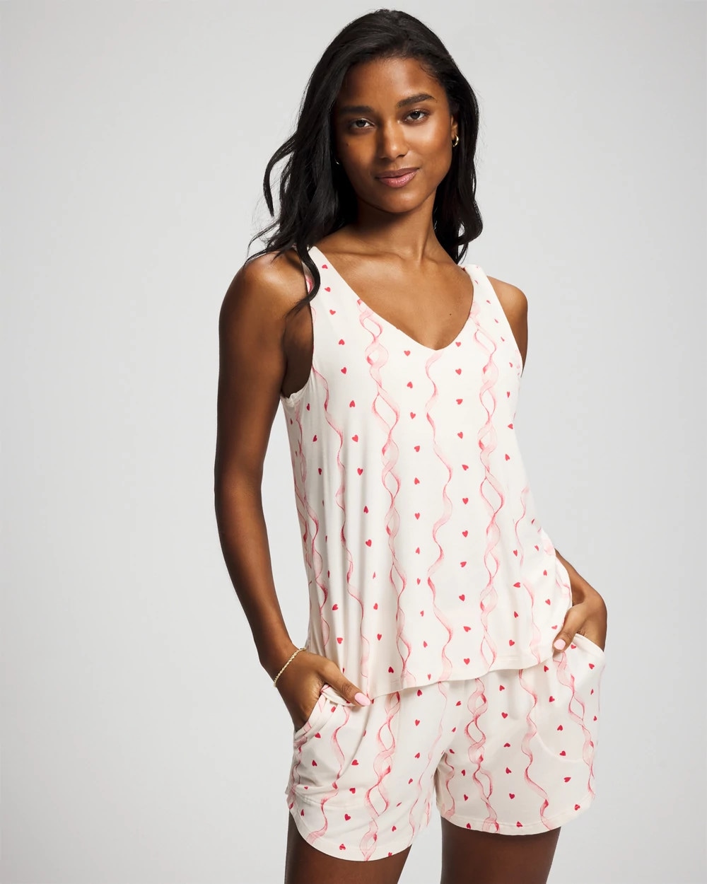 Shirred Strap Pajama Tank