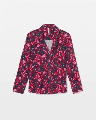 Cool Nights Long Sleeve Notch Collar with Piped Placket Pajama Top click to view larger image.