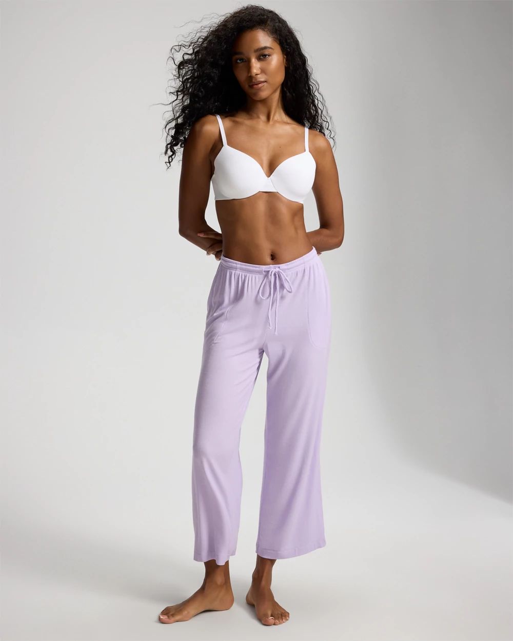 Rib Cropped Pajama Pants click to view larger image.