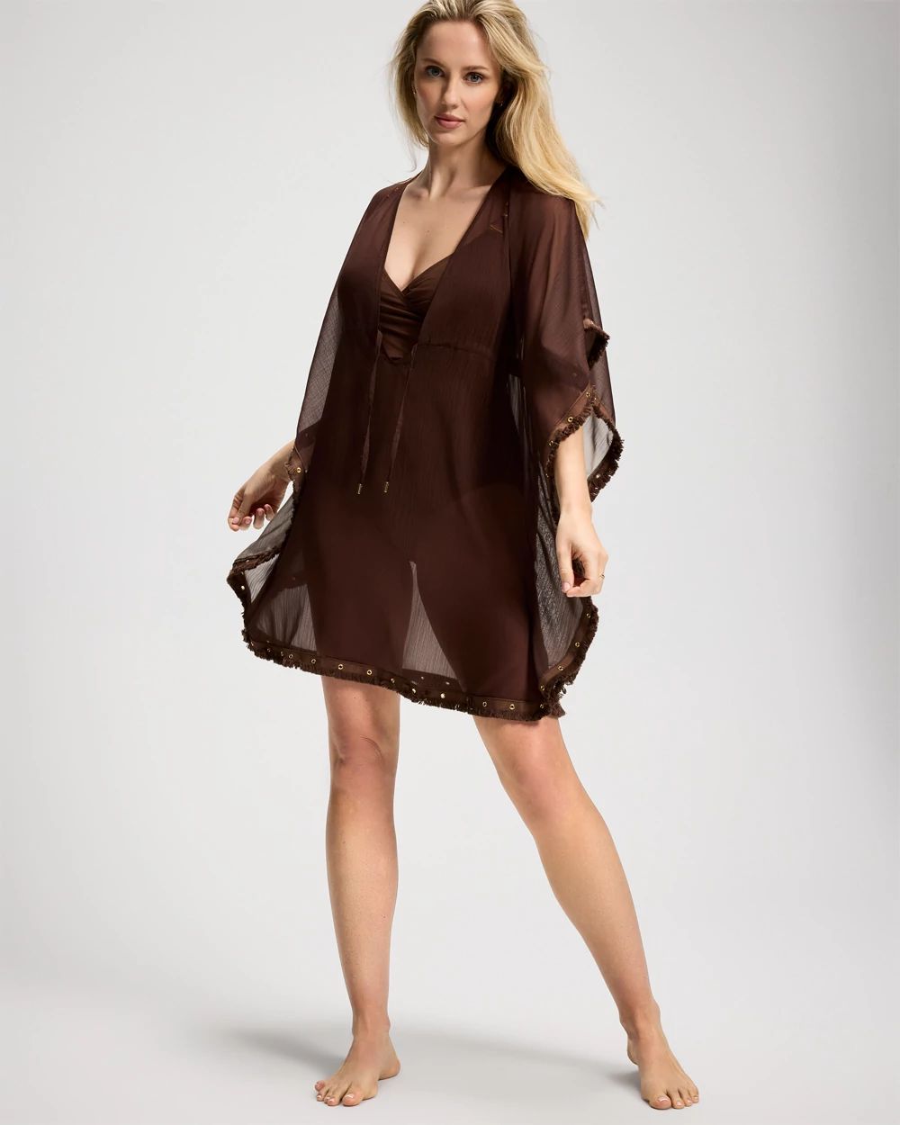 Fringe Benefits Chiffon Caftan Swim Cover-Up click to view larger image.