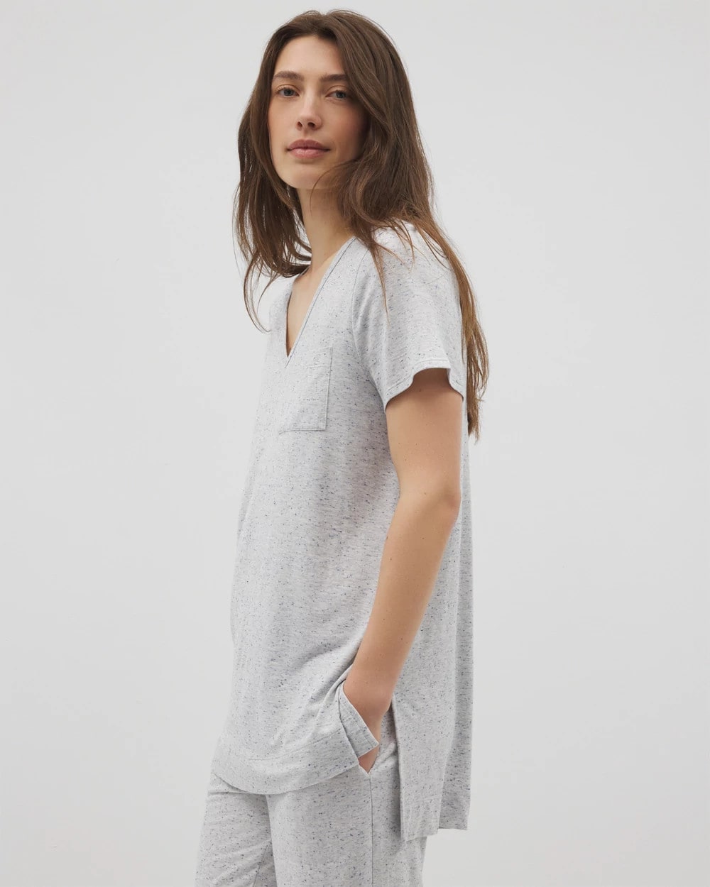 Slub Short Sleeve Tunic Pajama Tee