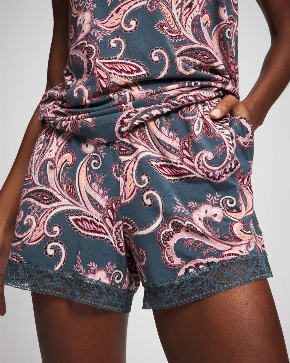 Cool Nights Lace-Trim Pajama Shorts