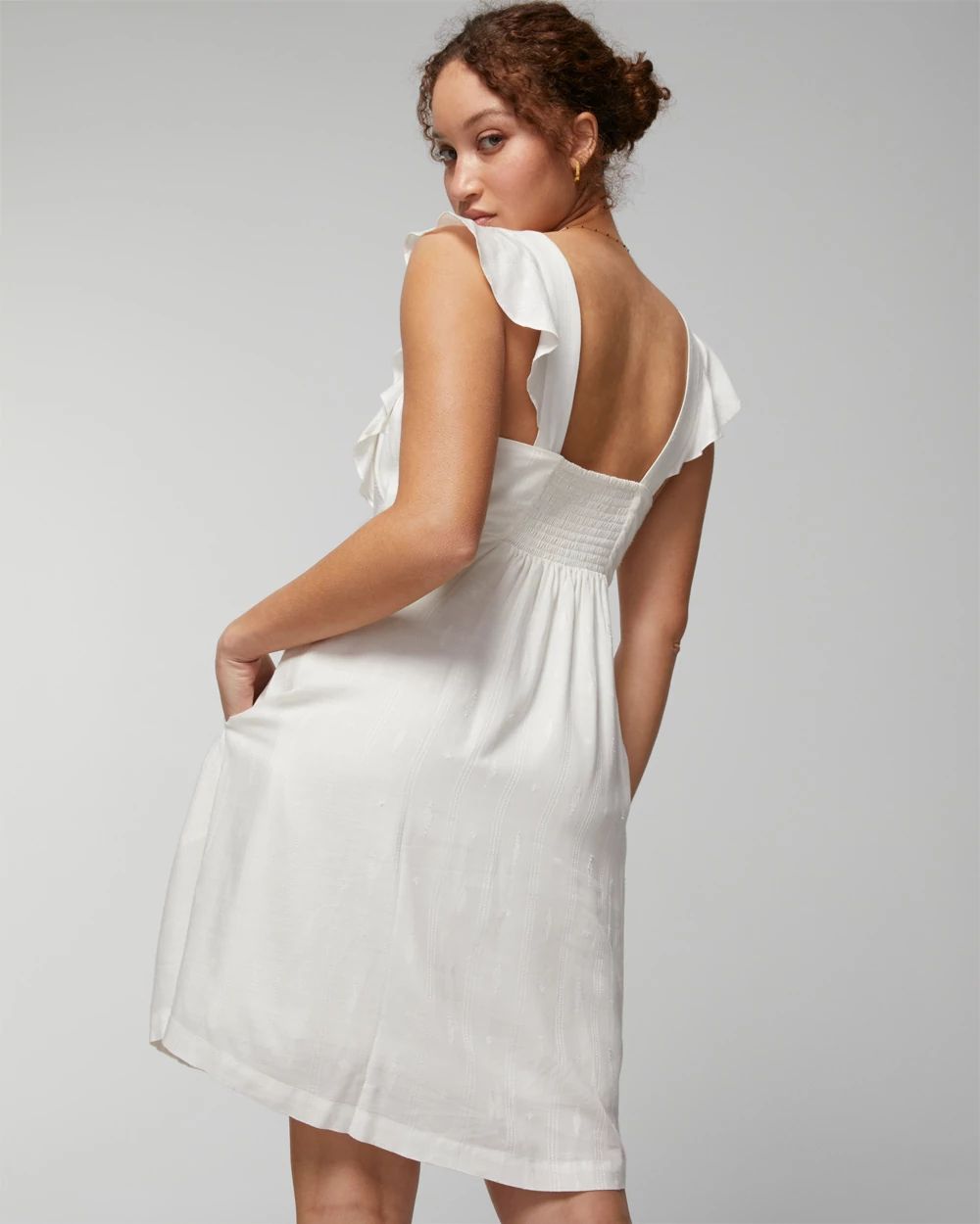 Jacquard Flutter Sleeve Mini Bra Dress click to view larger image.