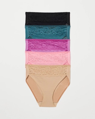 Cotton Blend High-Leg Panty with Lace 5 Pack