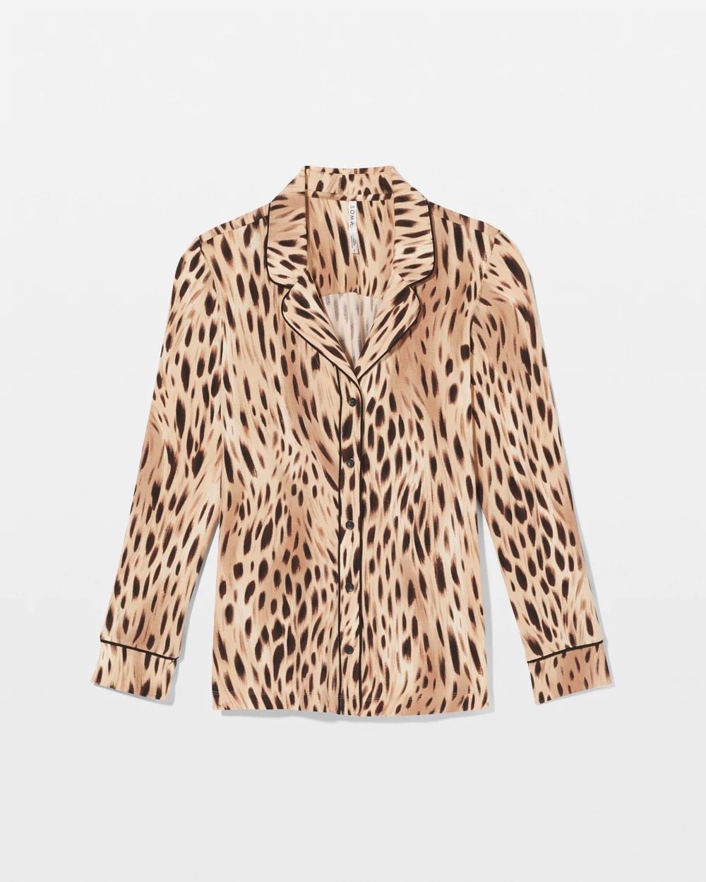 Cool Nights Long-Sleeve Printed Notch Collar Pajama Top