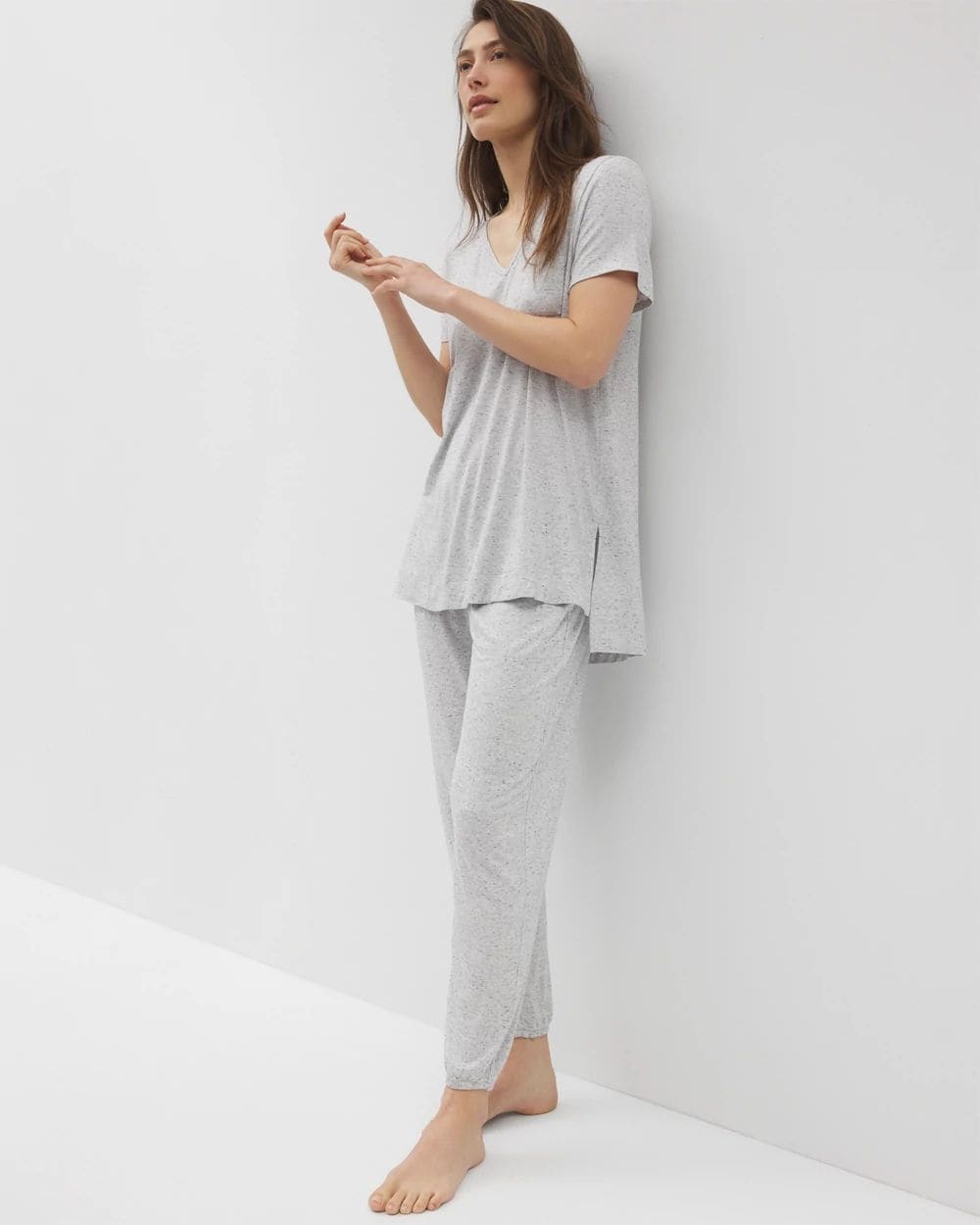 Slub Short Sleeve Tunic Pajama Tee