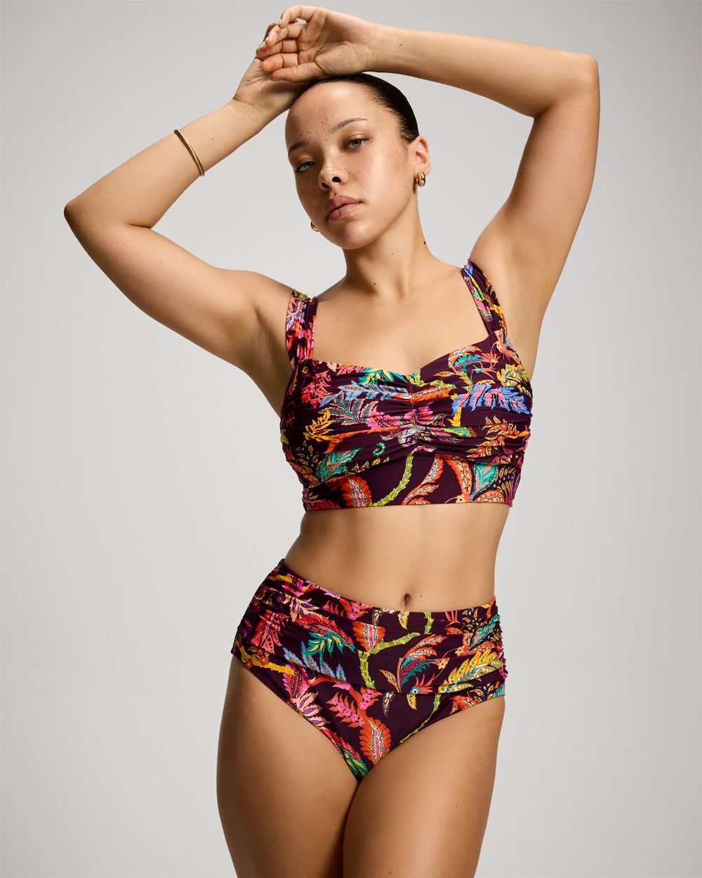 Ruched High-Waist Bikini Bottom