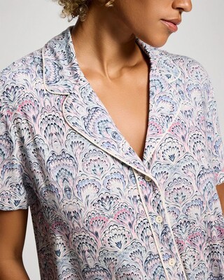 Short Sleeve Notch Collar Pajama Top click to view larger image.