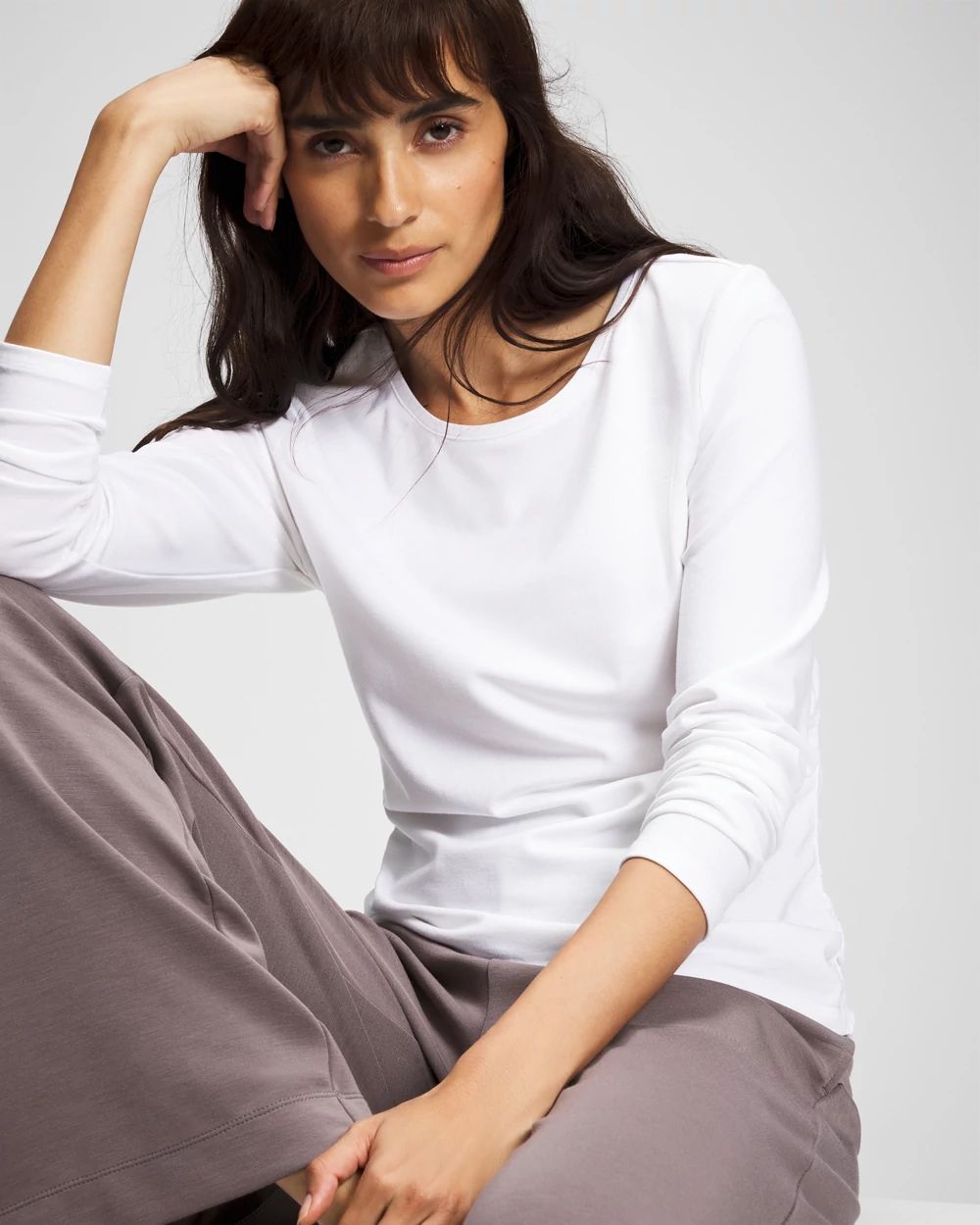 Most Loved Cotton Ruched Long Sleeve Pajama Tee