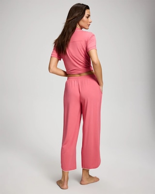 Solid Piped Crop Pajama Pant click to view larger image.