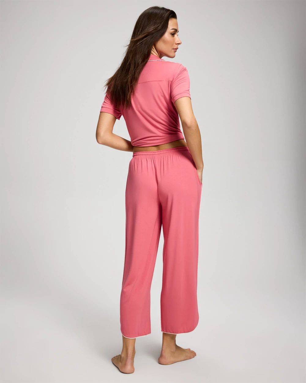 Cool Nights Solid Piped Crop Pajama Pant