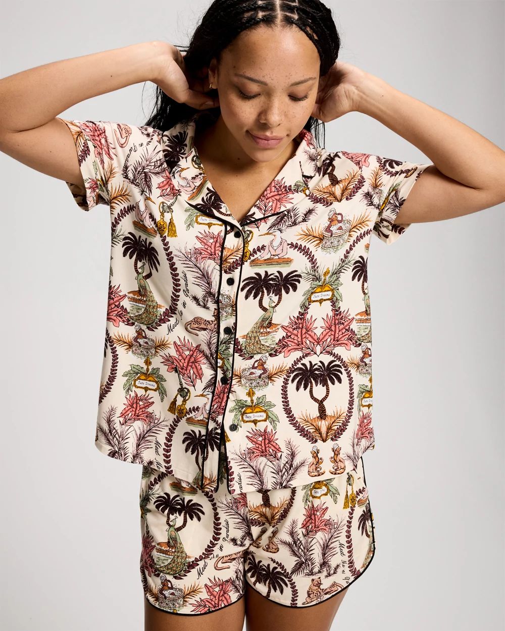 Printed Pajama Shorts click to view larger image.