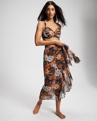 Moody Blooms Chiffon Ruffle Sarong click to view larger image.