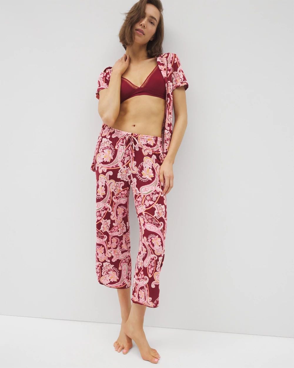 Cool Nights Piped Crop Pajama Pants