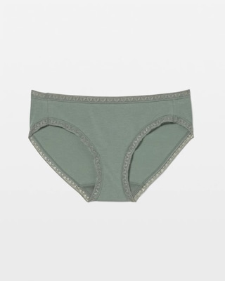 Cotton Hipster Panty with Lace Trim click to view larger image.