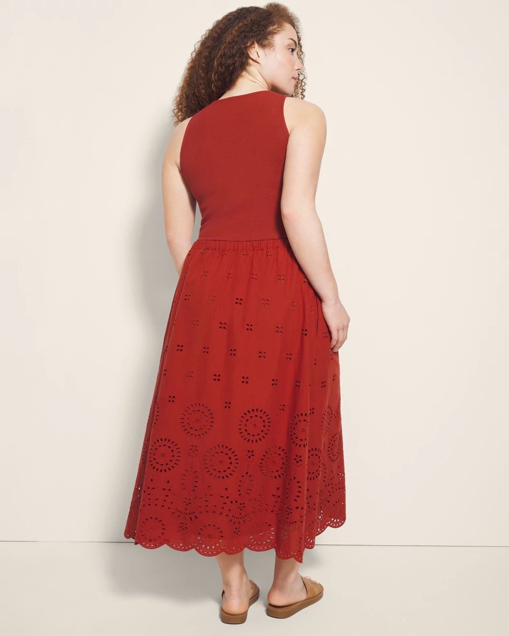 Rib Eyelet Midi Bra Dress