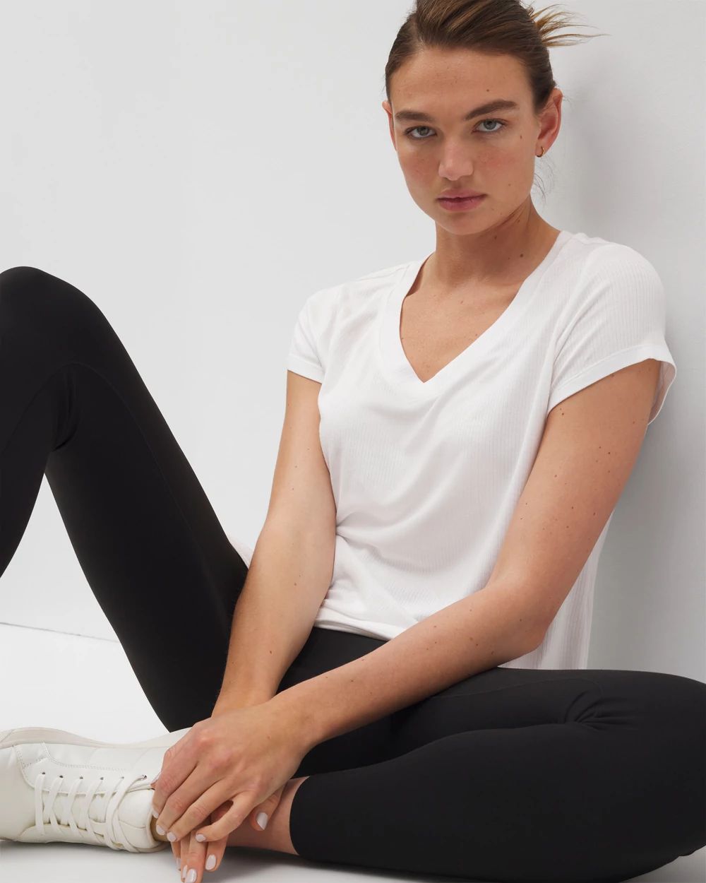 Rib Knit V-Neck Tee