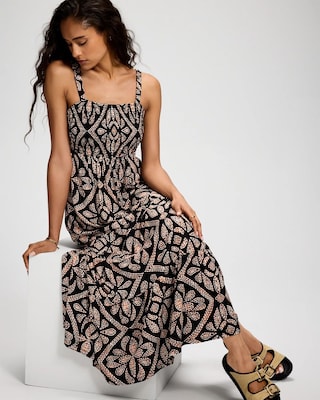 Soft Jersey Smocked Bodice Maxi Bra Dress click to view larger image.