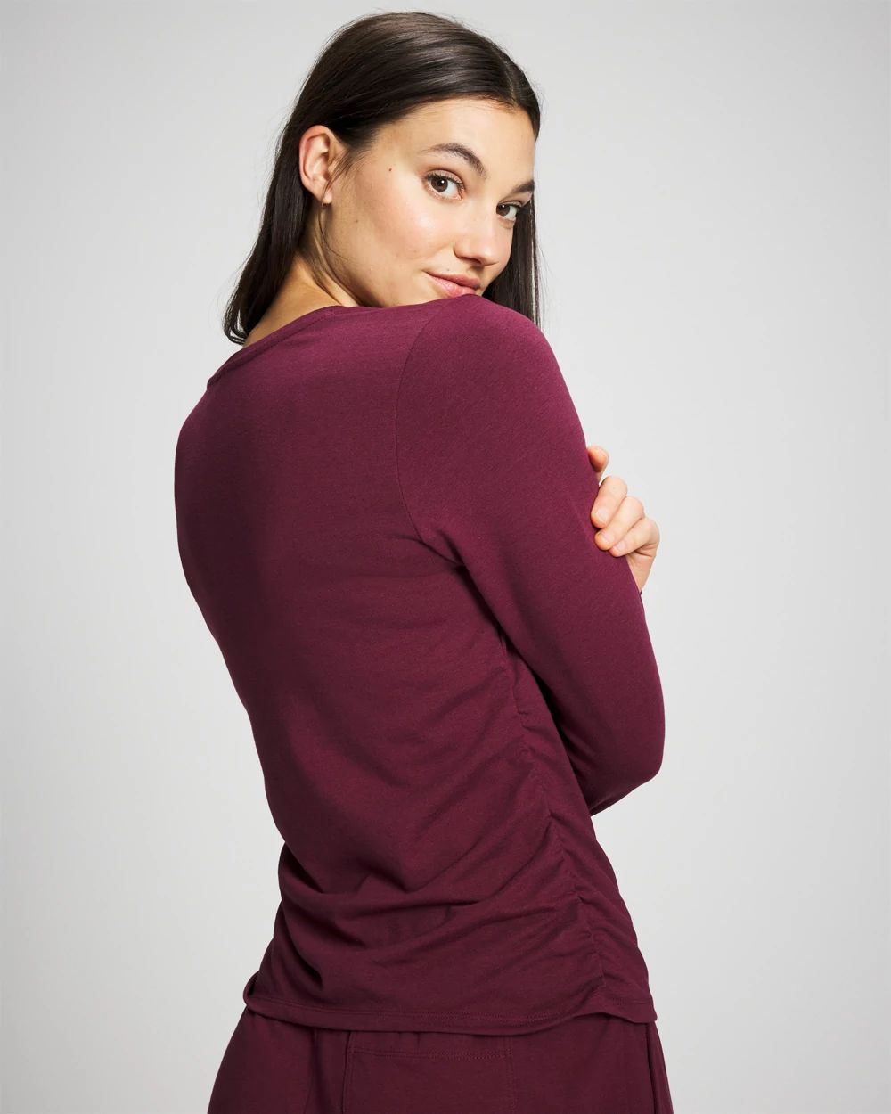 Most Loved Cotton Ruched Long Sleeve Pajama Tee