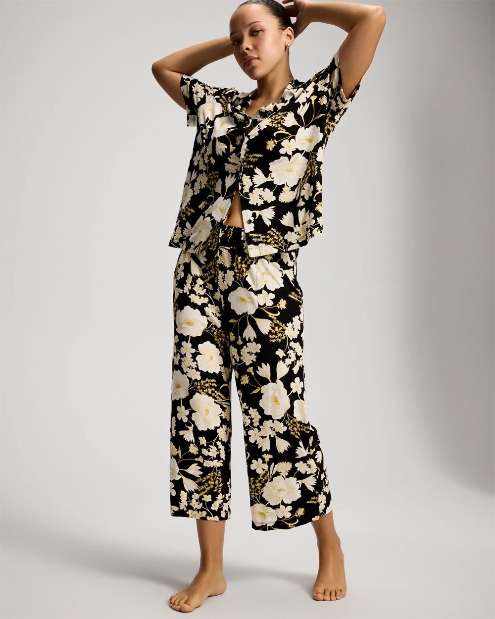 Short Sleeve Notch Collar Pajama Top click to view larger image.