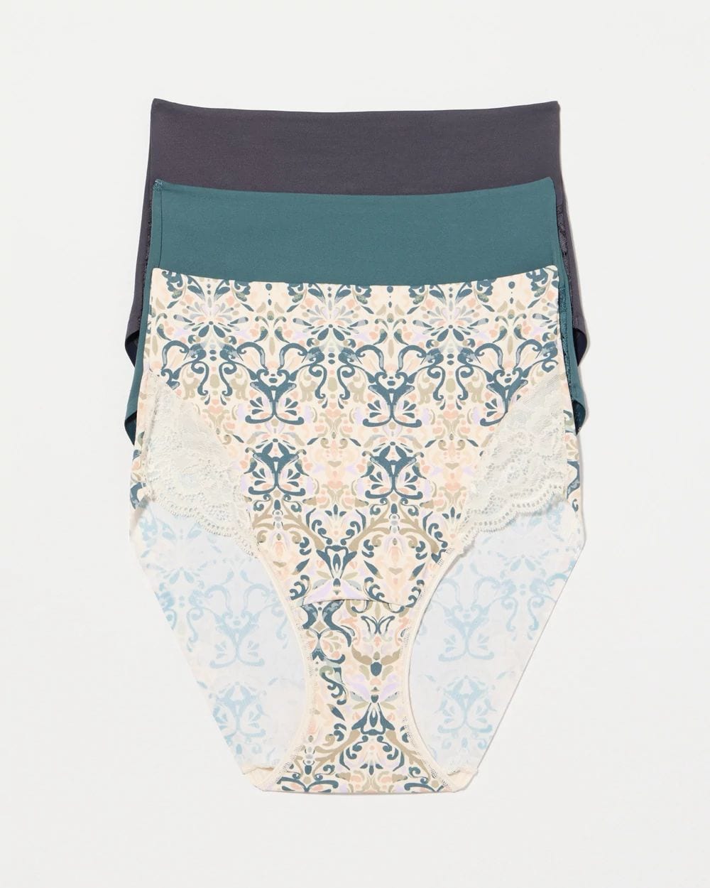 Tummy High-Waist Brief Panty with Lace 3 Pack