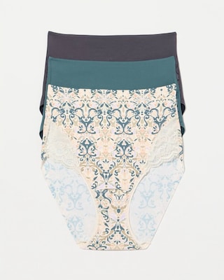 Tummy High-Waist Brief Panty with Lace 3 Pack