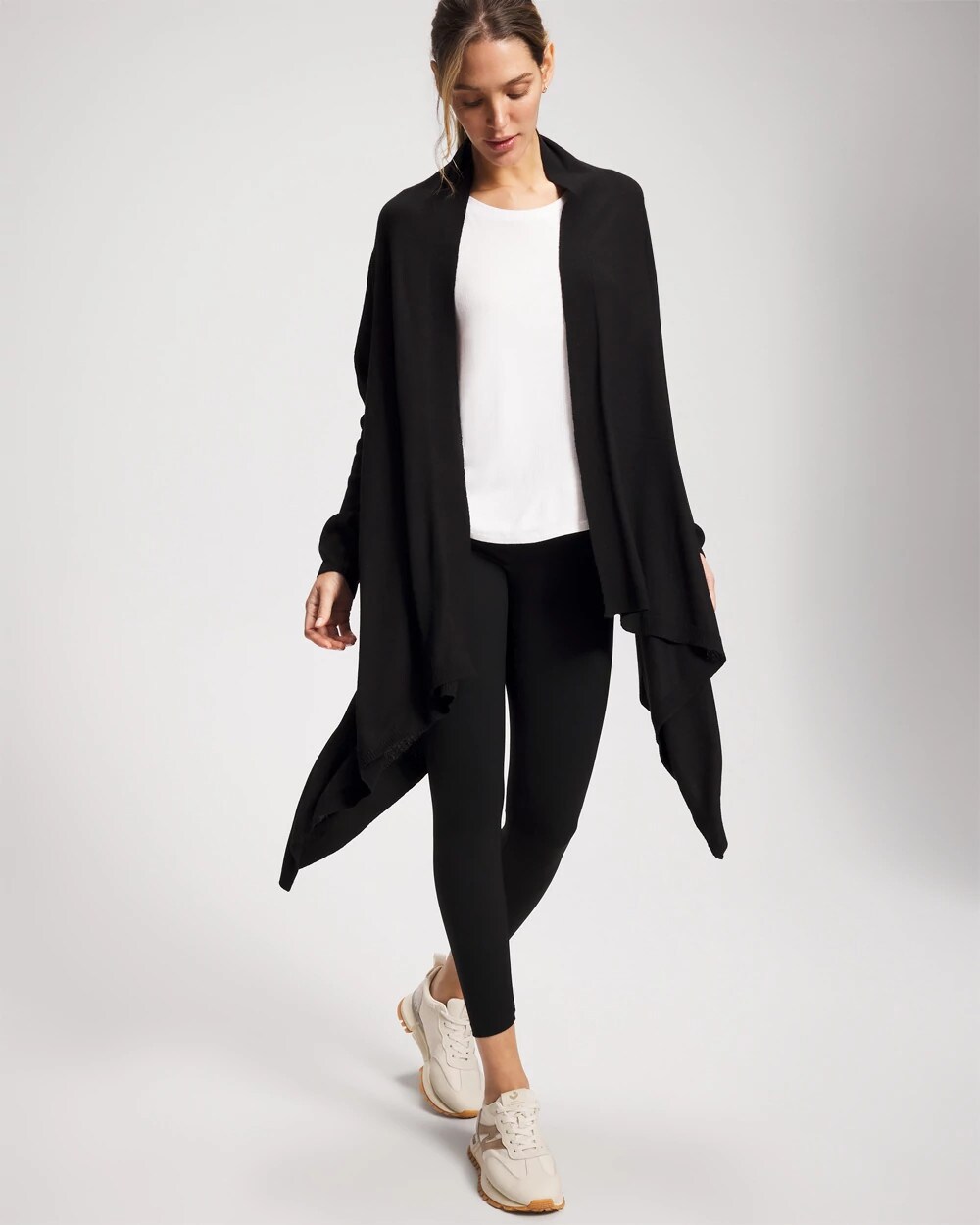 Soma Women's Lightweight Knit Sweater Wrap In Black Size Small/medium |