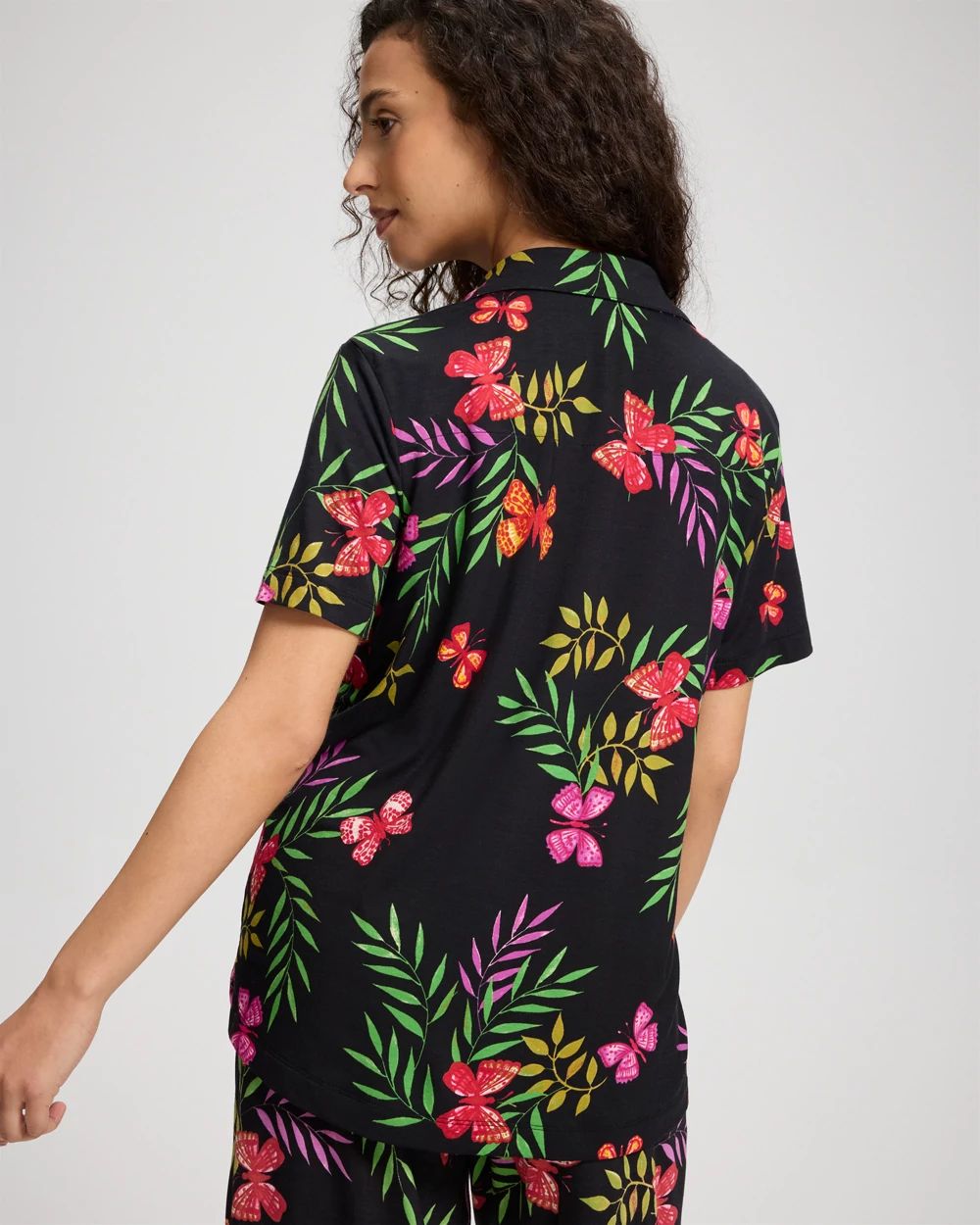 Cool Nights Short Sleeve Notch Collar Pajama Top