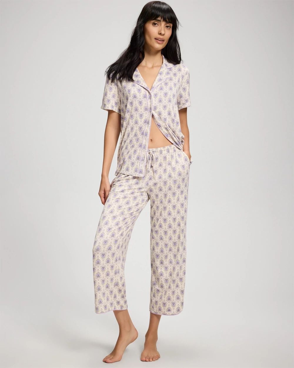 Cool Nights Piped Crop Pajama Pants