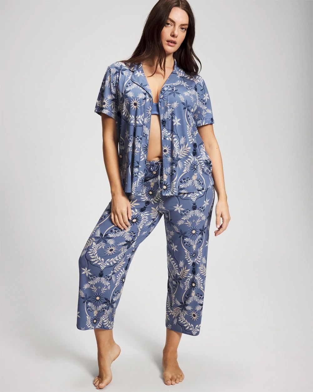 Cool Nights Short Sleeve Notch Collar Pajama Top