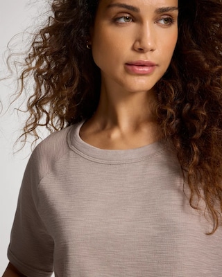 Slub French Terry Relaxed Dolman Sleeve Top click to view larger image.