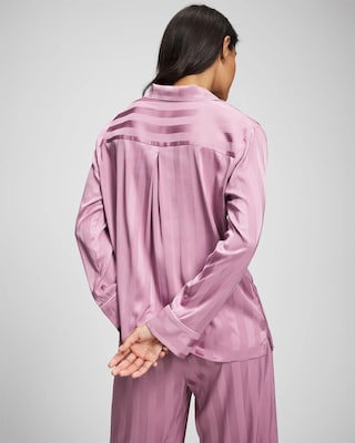 Shadow Stripe Long Sleeve Pajama Notch Collar Top click to view larger image.