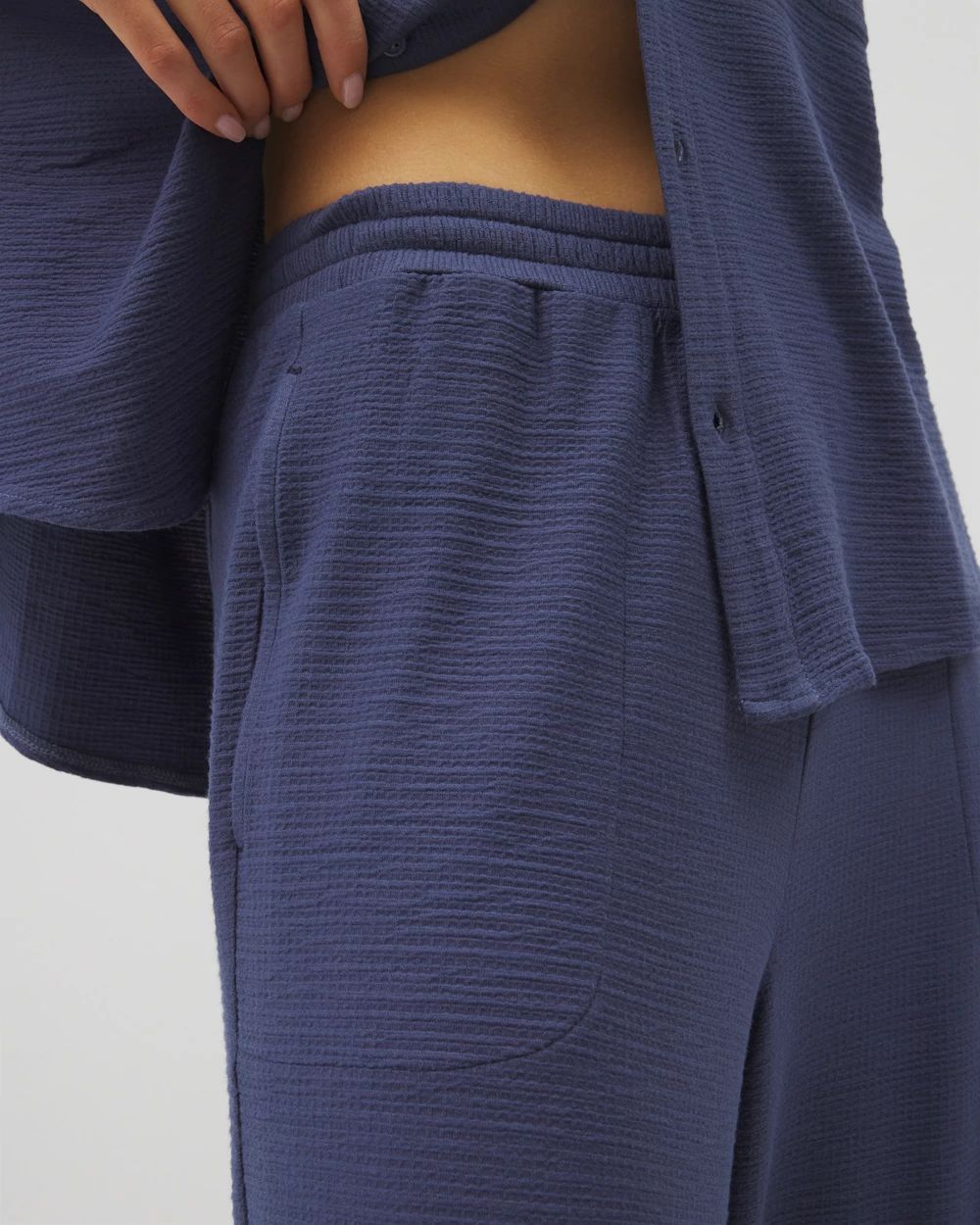 Crinkle Knit Wide Leg Pant